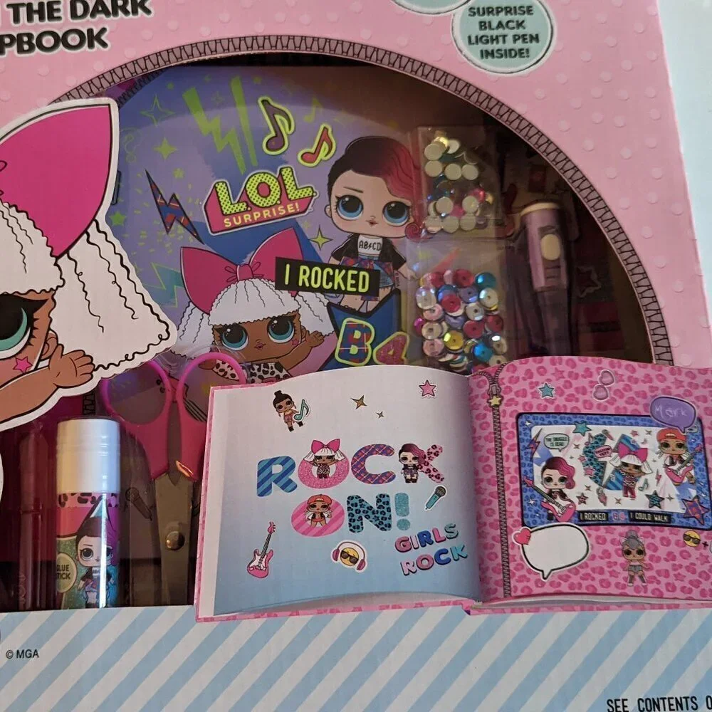 NWT LOL Surprise! Glow in Dark Scrapbook Stickers GITD Pink L.O.L. Easter Crafts